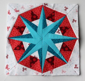 Paper piecing star pattern red aqua modern free