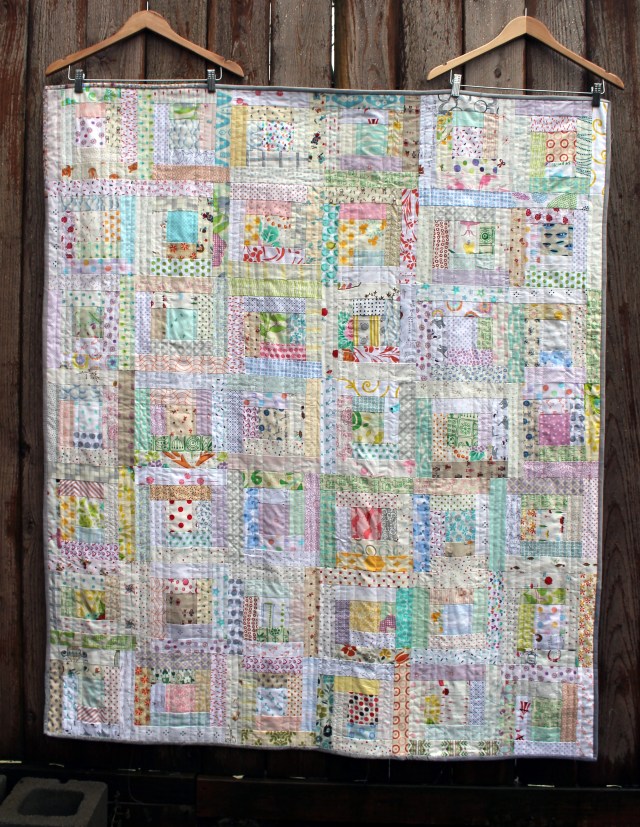 low volume modern log cabin quilt