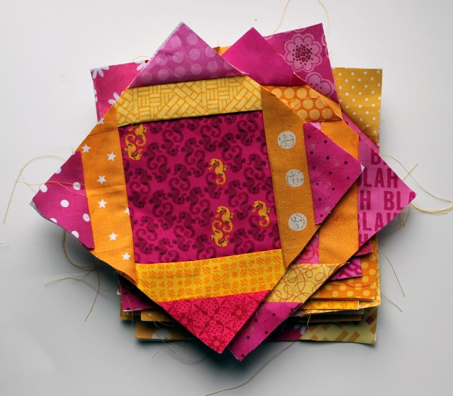 pile of quilt blocks