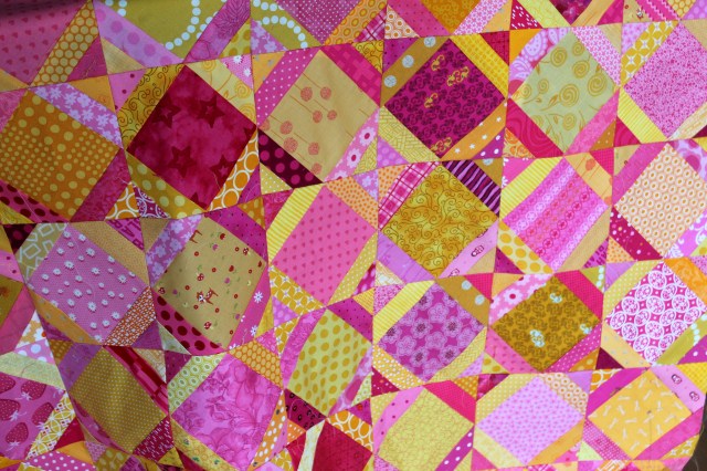 finihsed yellow & pink quilt top