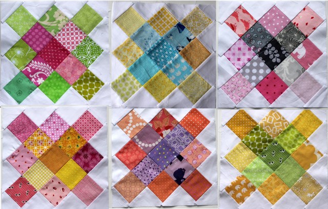 Work in progress granny quilt blocks. Simple bright quilt block