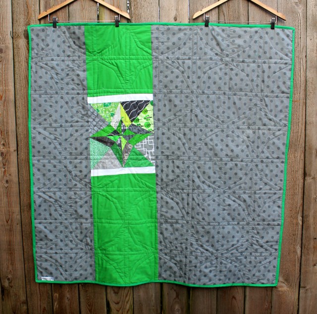 green grey quilt back