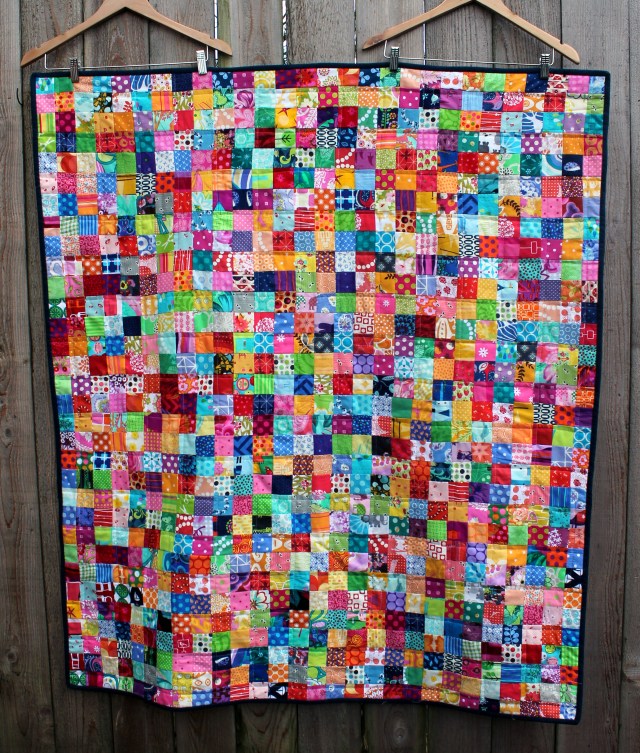 postage stamp quilt finished