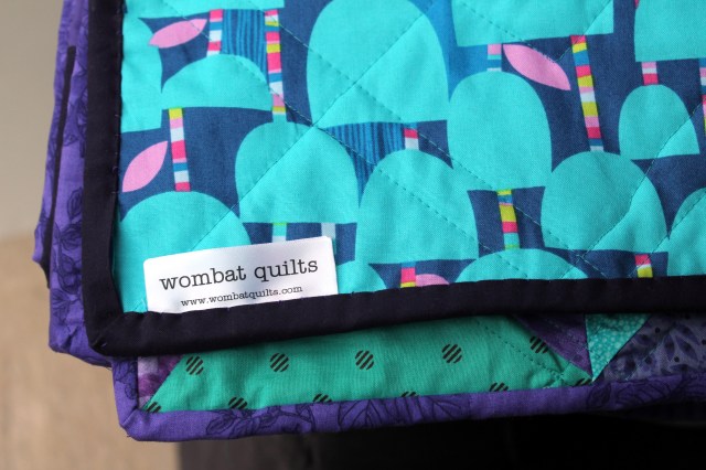purple aqua quilt binding