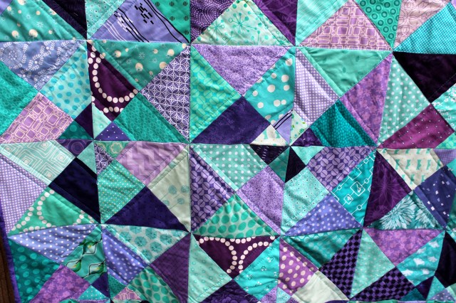 purple aqua quilt detail