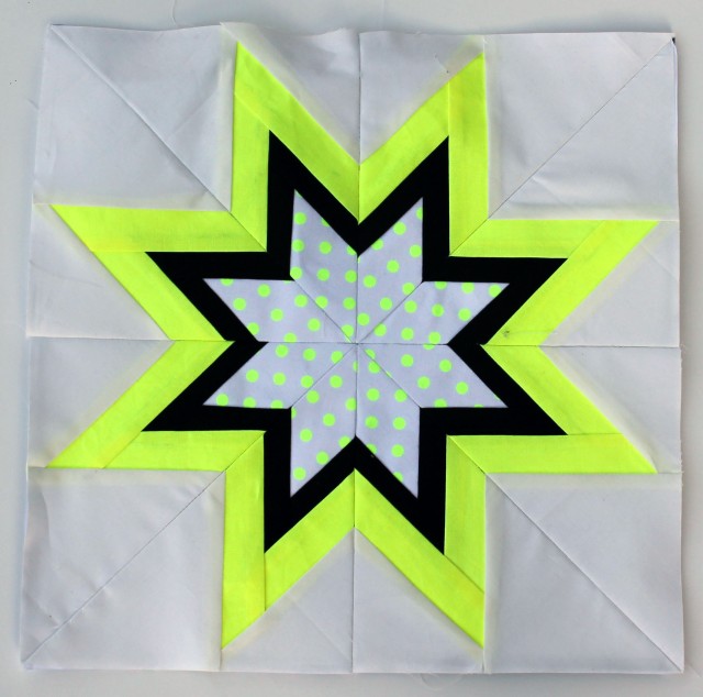 Michael Miller Neon paper pieced star block