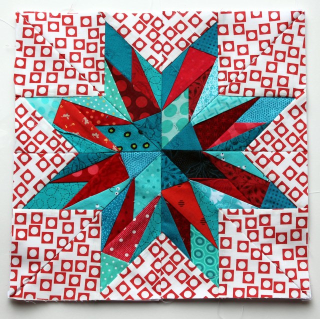 modern scrap paper pieced star