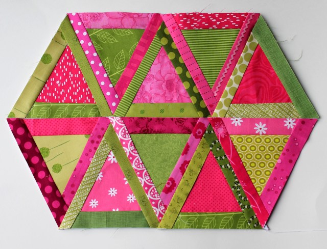 modern scrap triangle quilt blocks
