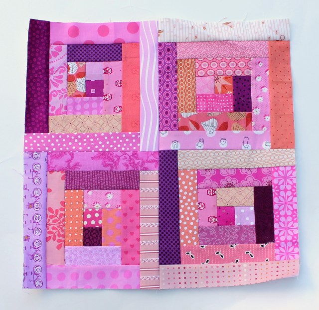 modern scrap log cabin block