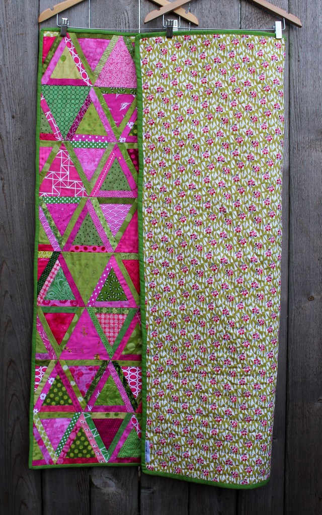 finished triangle quilt back