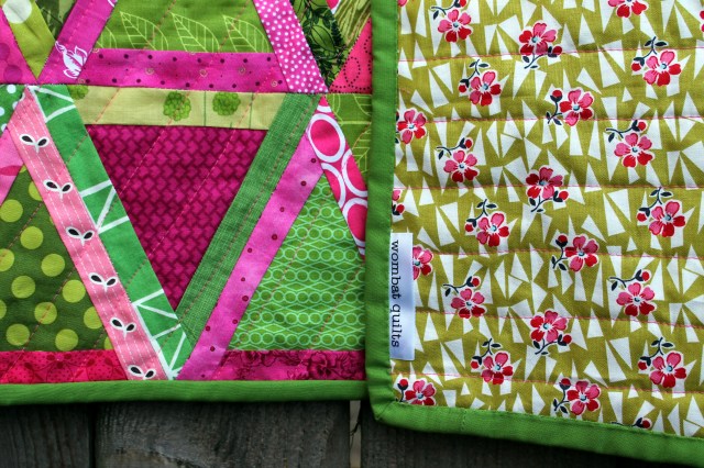 finished triangle quilt binding