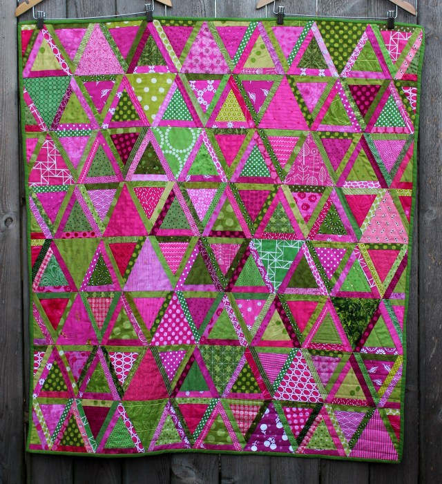 modern scrap triangle quilt