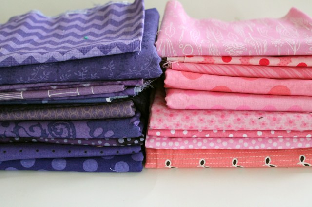 pink purple fabric bundles