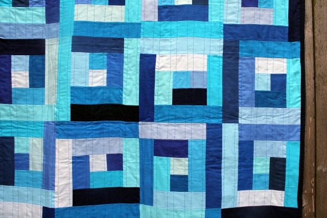 finished baby blue quilt detail