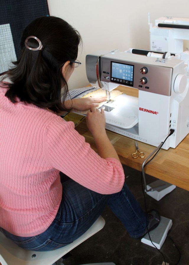 Michelle sewing away