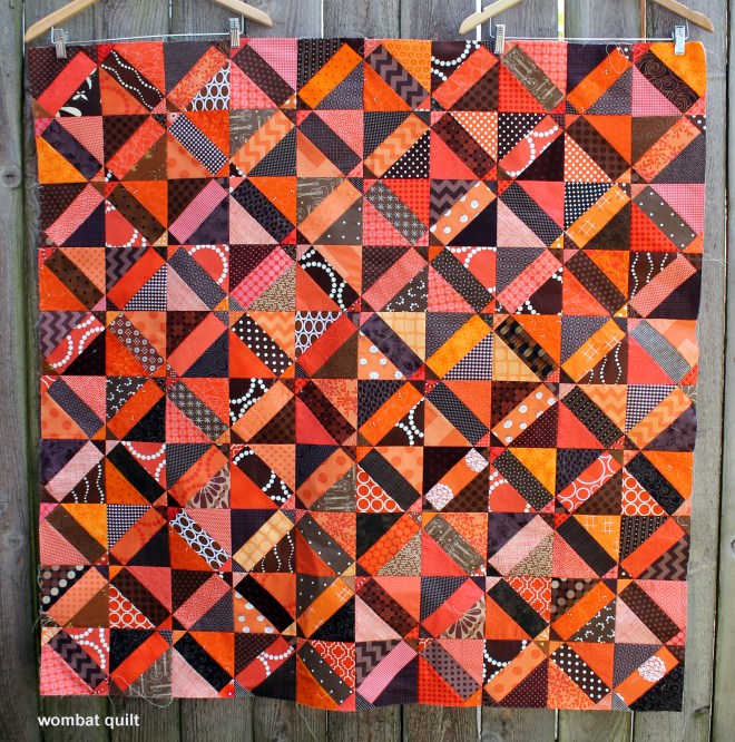 finsihed choc orange quilt top