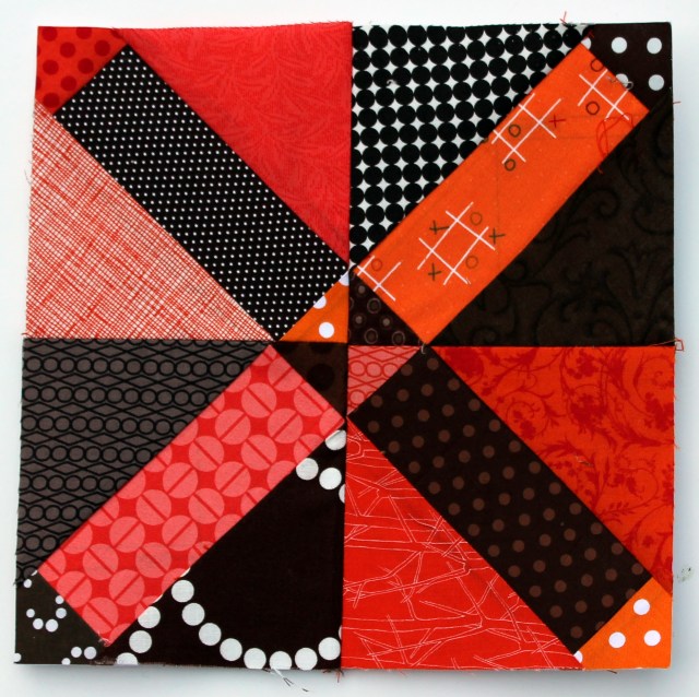 brown orange scrap quilt