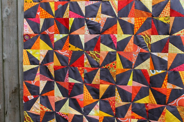 wonky pinwheel quilt top close up