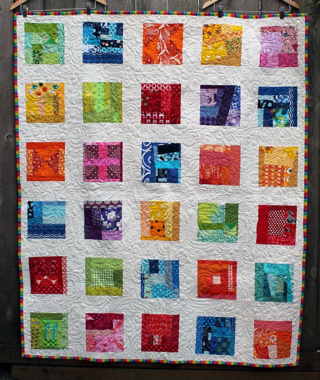 rainbow improv quilt