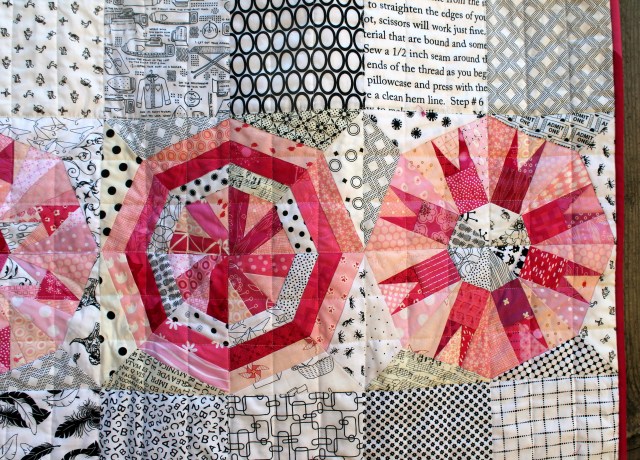 pink snowball quilt detail 2
