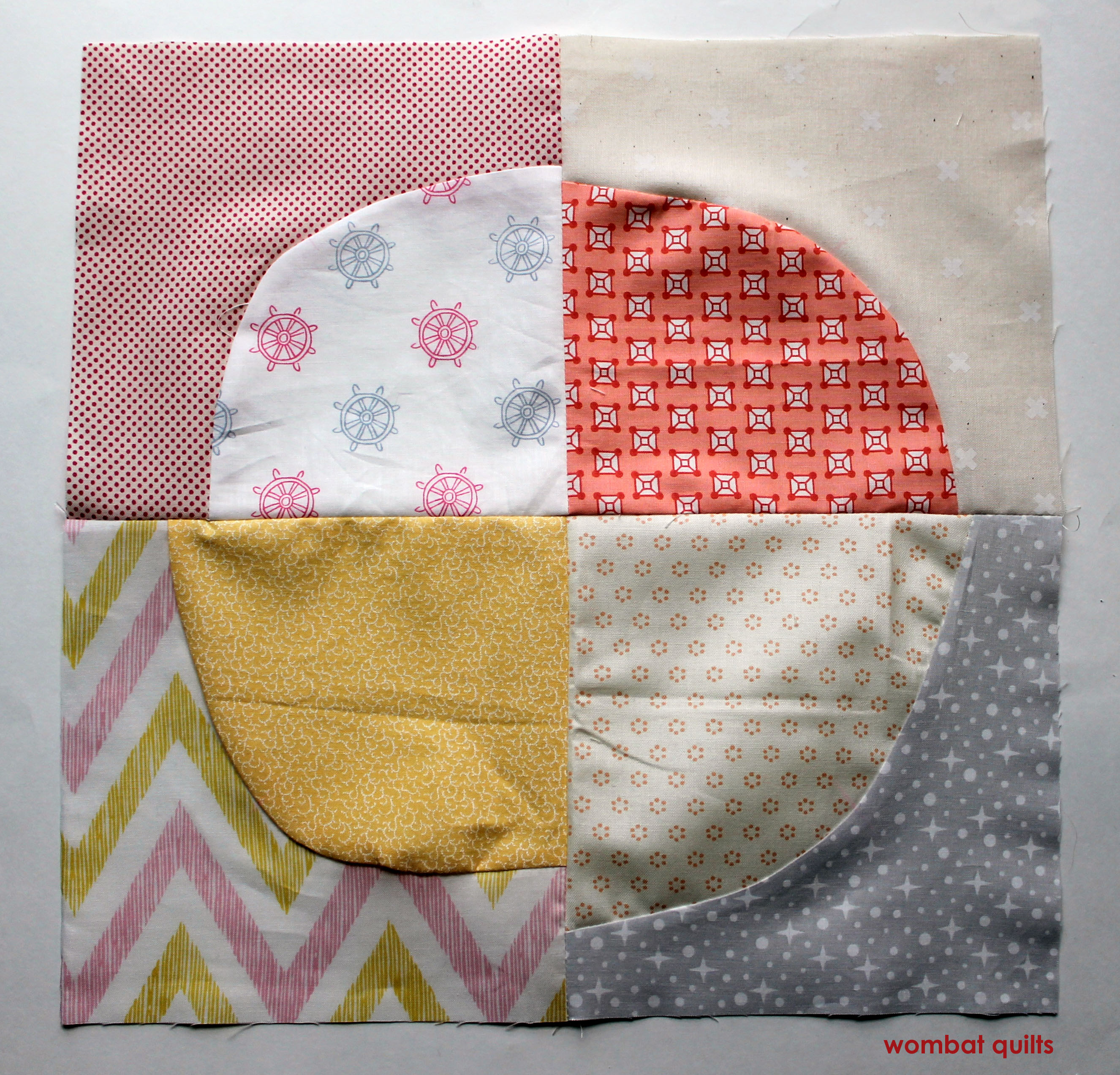 finished wonky circle block