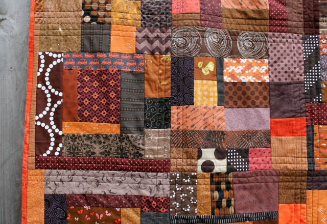 modern brown improv quilt