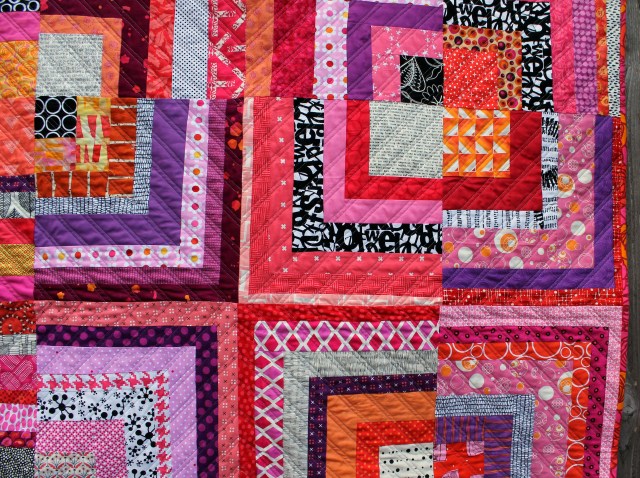 small half log cabin quilt detail