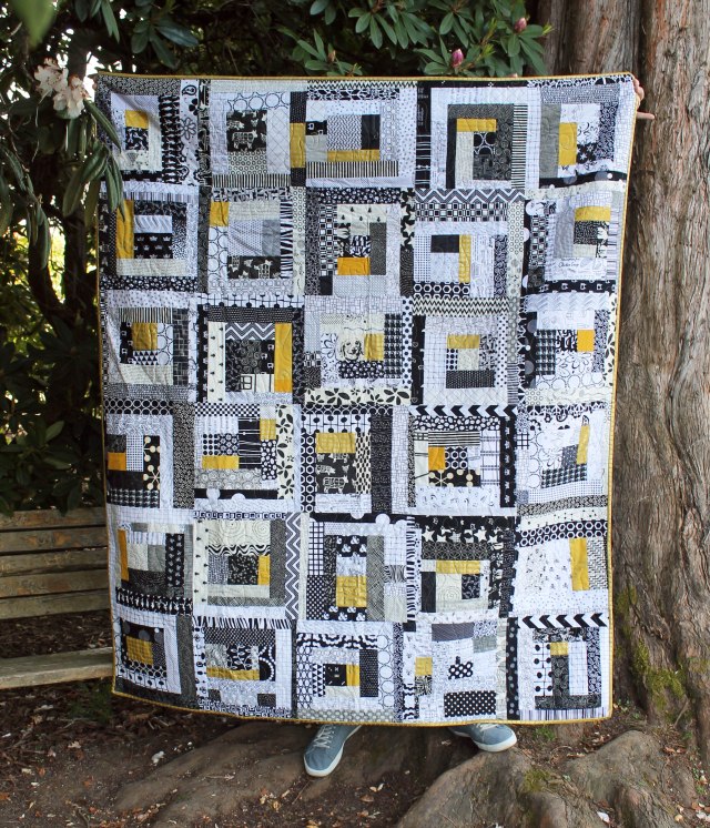 golden improv quilt